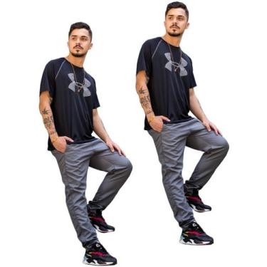 Imagem de 2 Calças Tactel Masculina Skinny Jogger 2 Bolsos Barata 416 - J94 Conf