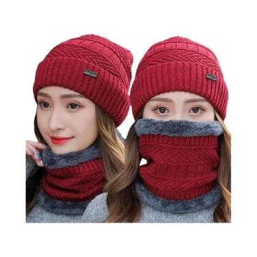 Imagem de Conjunto De Gorro E Cachecol De Tricô Quente Para Ciclismo Outono Inve