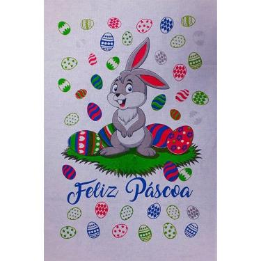 Imagem de Pano De Prato Pascoa 50Cmx70Cm Estampado Coelho 0C Branco