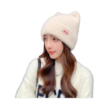 Imagem de Chapéu de Inverno Feminino com Orelhas de Gato - Gorro de Malha Quenti