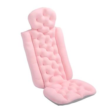 Imagem de Luocute Almofada de Banho de Corpo Inteiro, Almofada de Banheira Removível Ergonômica Com Base Antiderrapante para Suporte de Cabeça, Pescoço e Ombro, Tecido de Malha Macia 39,76 X (Rosa)