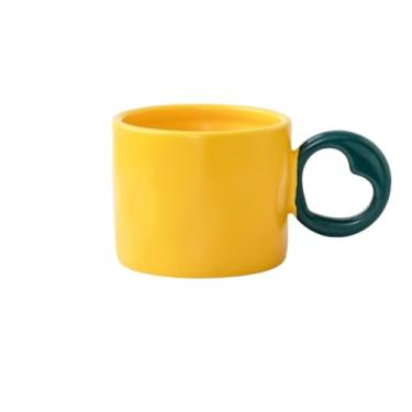 Imagem de Xícaras de café Caneca de café cerâmica com alça amor grande capacidade para casais, lembrança, caneca amarela