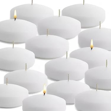 Imagem de Velas Flutuantes Brancas, Parafina Pura, 18 Horas de Duração, Decoração para Casamento, Festas e Eventos, 48 Unidades