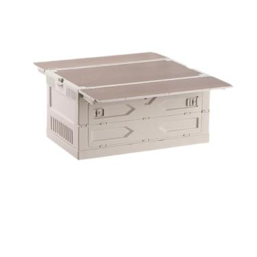 Imagem de Armazenamento Caixa de armazenamento dobrável para acampamento ao ar livre em PP: organizador de porta-malas de carro com função de mesa de piquenique (20-30L)(Flat Black)
