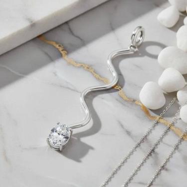 Imagem de Colar prata 925 serpente Zircônia Redonda Cristal Fabro Saints