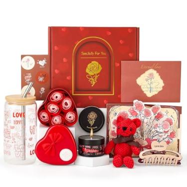 Imagem de CCAENI Conjunto de presente de dia dos namorados para mulheres, cesta de presente para ela, caixa de presente para namorada, esposa, presentes de aniversário para mulheres, presente de amor em forma