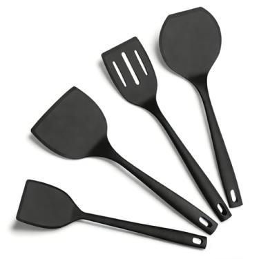 Imagem de KoudHug Conjunto de espátulas de silicone, espátulas resistentes ao calor de 315 °C para cozinhar, sem BPA, utensílios de cozinha grandes e flexíveis para virar ovos, panquecas, peixe, hambúrgueres