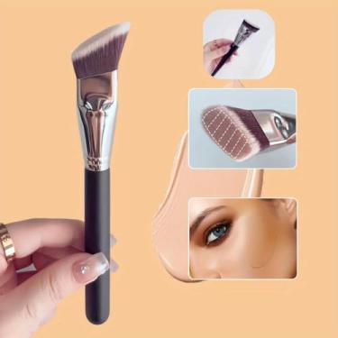 Imagem de 1 pincel profissional de base grande-angular – fibra sintética, sem fragrância, adequado para todos os tipos de pele, ferramenta de maquiagem ideal para contorno e mistura