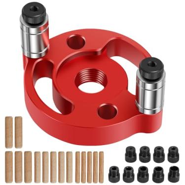 Imagem de MABCIRY Gabarito de cavilha autocentrante de liga de alumínio, gabarito de cavilha central versátil de alta dureza, guia de broca portátil para furos retos painel de madeira localizador de perfuração