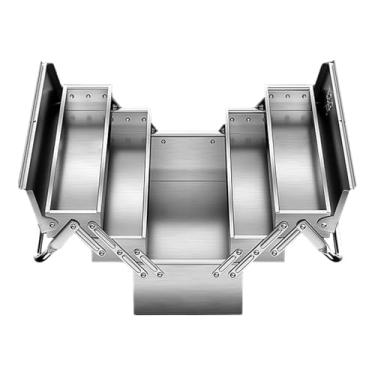Imagem de Bothyi Caixa de ferramentas dobrável em aço inoxidável com estrutura cantilever, organizador para garagem, oficina, uso doméstico, porta-malas de, Três Camadas