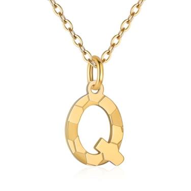 Imagem de RUOOUY Colar feminino com inicial de futebol banhado a ouro 18K, pingente de letra A-Z, joia de futebol, acessórios esportivos, presente de Natal para namorada, filha, Aço inoxidável, Sem Pedra