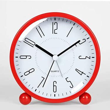 Imagem de Despertador para quarto, despertador operado por bateria de 11,4 cm, pequeno relógio silencioso de metal de mesa com função de luz, relógio sem tique-taque, decoração para sala de estar, quarto