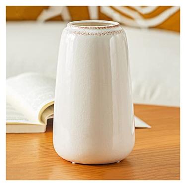 Imagem de Vaso pequeno de cerâmica branca moderna decoração de sala de estar flores hidropônicas secas arranjo de flores vaso de cerâmica retrô simples vaso de flores peças centrais (grande)