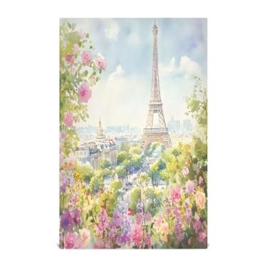 Imagem de Wassud Toalhas de cozinha em aquarela Torre Eiffel Paris Toalhas de prato de cozinha 1 pacote panos de prato macios com laço para pendurar toalha de mão super absorvente de secagem rápida toalhas de