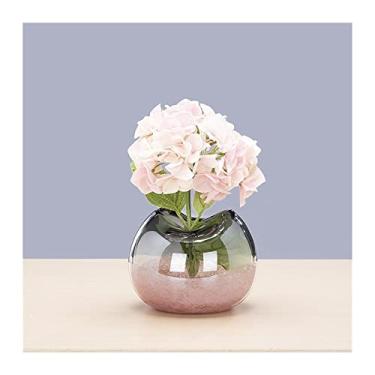Imagem de x3anggyt5 Vaso de flores simples e moderno, quarto de modelo de luxo leve, decoração macia, decoração de sala de estar, arranjo de flores de mesa, utensílios de flores de vidro criativos para