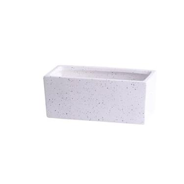 Imagem de KHUTRW3D Vaso de cerâmica retangular com bandeja, escandinavo, simples, suculenta, verde, escritório, perfurado, pequeno, vaso interno e externo (branco, grande)