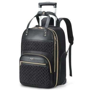 Imagem de Lekespring Mochila com rodinhas para mulheres, grande mochila de viagem com rodas aprovada para voo, bolsa com rodinhas para laptop de 15,6 polegadas, mala de viagem para trabalho, negócios, fim de