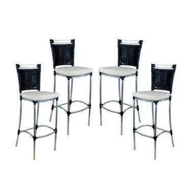 Imagem de Kit 4 Banquetas Em Alumínio Jk Para Cozinha Trama Original Tabaco