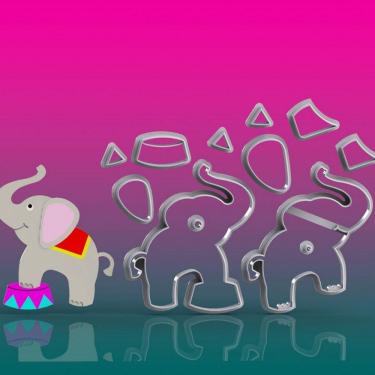Imagem de Cortador Circo Elefante Modular Tamanho 8Cm