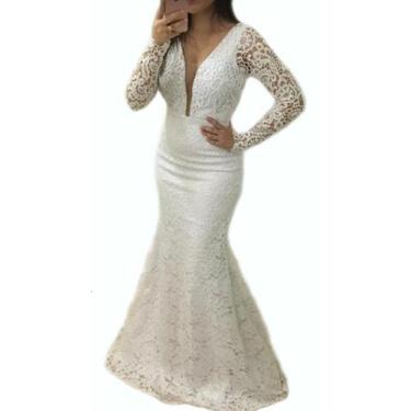 Imagem de Vestido Noiva Longo 63 Renda Civil Casamento Madrinha Festa - Bella Fe