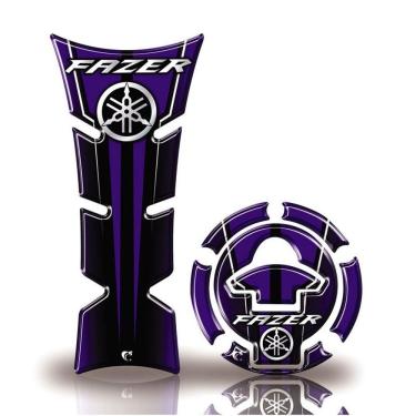 Imagem de Kit Protetor De Tanque E Bocal Moto Yamaha Fazer Diapasão Azul Acima 2018 Azul