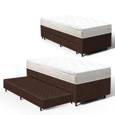Imagem de Cama Box com Colchão de Espuma D45 Pillow Top Ortopédico Domo + Auxiliar de Espuma Unique Solteiro 88cm
