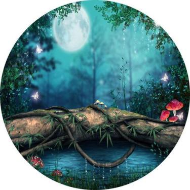 Imagem de Painel de Lona Redondo Floresta Encantada Cogumelos - Fabrika De Festa