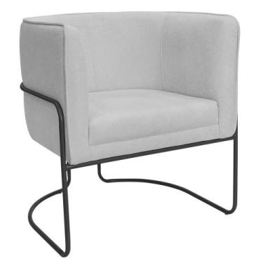 Imagem de Poltrona Decorativa Betina Base Aço Preto Bouclé Cinza Claro - Nexta C