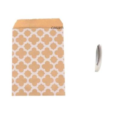 Imagem de Sacos De Papel Kraft Marrom 25un Com Bolinhas Brancas Para Embalagem D