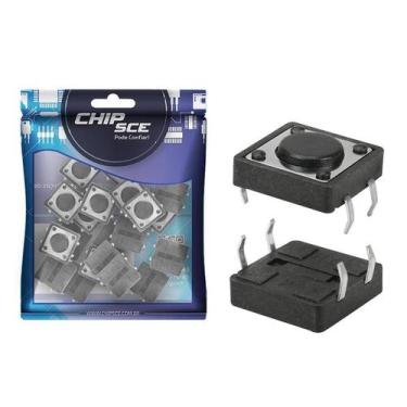 Imagem de 25X Chave Táctil 4 Terminais 12X12X4,3Mm 180ºgraus - Kft-A06 - Chipsce