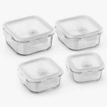 Imagem de Jogo Conjunto Kit 4 Potes Herméticos Quadrados De Vidro Electrolux Tra