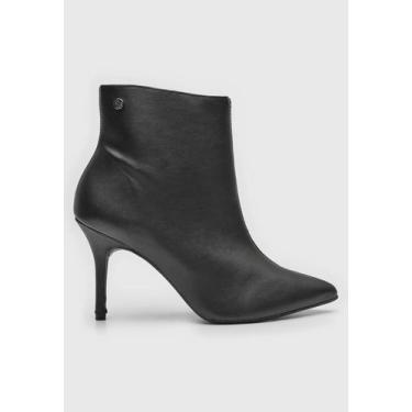 Imagem de Bota Cano Curto Salto Fino Bico Fino Via Uno 156058, 35, Preto