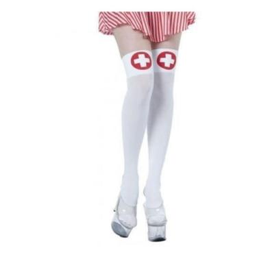 Imagem de Meia Calça 7/8 Branca Enfermeira Enfermagem Cosplay Sexy - Minha Torre