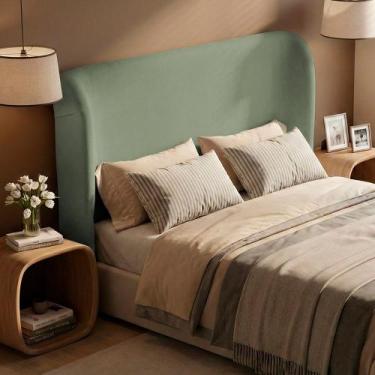 Imagem de Cabeceira Para Cama Box Casal Padrão Liah 140cm Bouclê Verde Menta - D