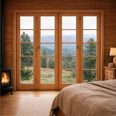 Imagem de Porta Janela Madecen Eucalipto Premium Pantográfica 160x213 Natural