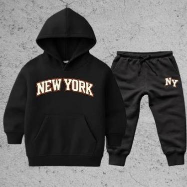 Imagem de Conjunto kit Infantil 2 Peças Blusa Moletom Calça moleton Look Completo Estampa New York Ny-Unissex