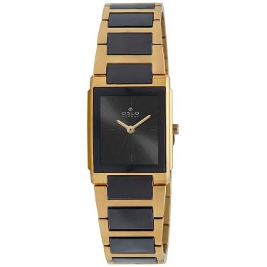 Imagem de Relógio Oslo Feminino Ref: Oltsks9t0007 P1kp Slim Retangular Cerâmica Dourado