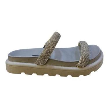 Imagem de Chinelo Papete Feminino Vizzano Conforto Casual Brilho Strass Tiras Slide 6459.110 Prata-Feminino
