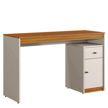 Imagem de Mesa De Estudo 1 Porta E 1 Gaveta Madrid 1200 Mavaular Off White Com Naturalle