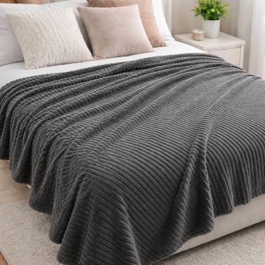 Imagem de Manta Cobertor Casal Relevo Canelado 200 X 180 Cm - Cinza