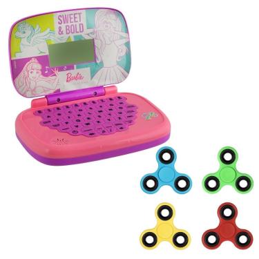 Imagem de Kit Laptop Infantil Educativo Candide Barbie Bilíngue + 1 Fidget Spinner Sortido