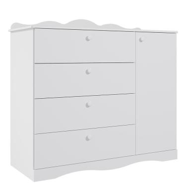 Imagem de Cômoda Infantil Encanto 1 Porta E 4 Gavetas Branco - Permóbili Baby Branco