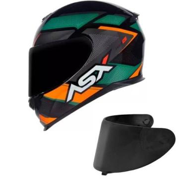 Imagem de Capacete ASX Eagle Fast Preto Grafite e Verde Mais Viseira Fumê - Axxi