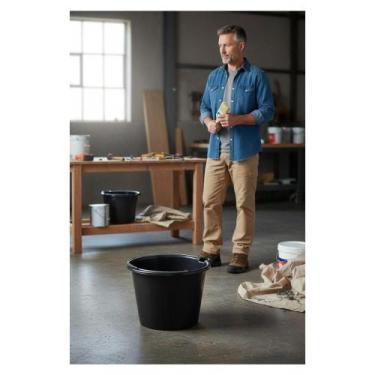 Imagem de 2x Balde Plástico 12L Extra Forte c/ Alça e Pegador Preto - Congratula