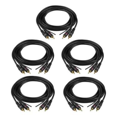 Imagem de Kit 5 cabo rca ouro 1,50 metros permak para som automotivo