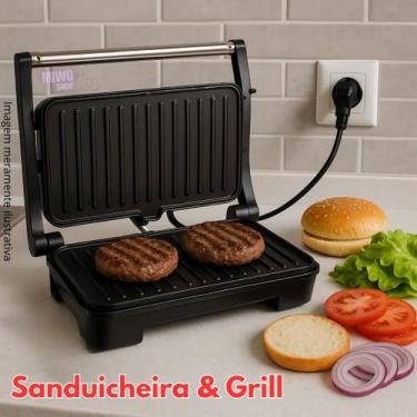 Imagem de Sanduicheira Elétrica Grill 2 em 1 Press Inox 1000W Antiaderente  127V