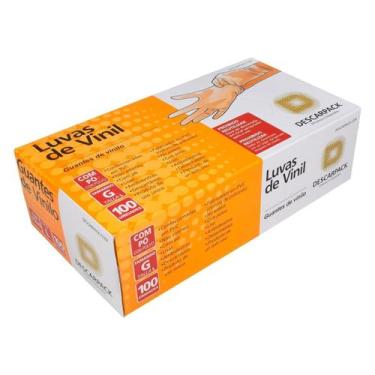 Imagem de Luva de Vinil Com Pó Caixa c/ 100 Unidades TAM G - Descarpack