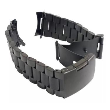 Imagem de Pulseira Relógio 24mm Preto Encaixe Curvo Botão lateral Fecho.LC129 - 