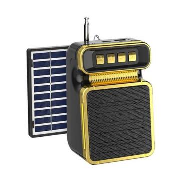 Imagem de Caixa De Som Bluetooth Recarregável Solar USB FM Estilo Retrô - magalu