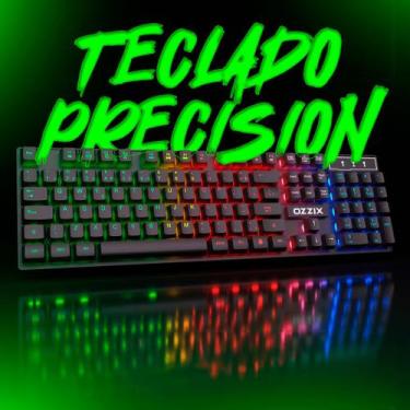 Imagem de Teclado Gamer RGB Precision Semi Mecânico Antighosting Multimídia ABNT